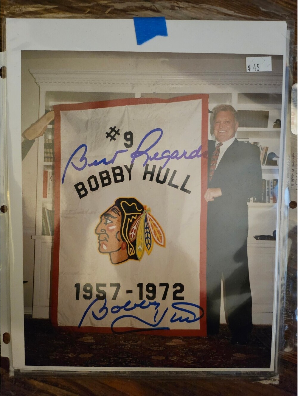 BOBBY HULL SIGNED 8X10 PHOTO CHICAGO BLACKHAWKS HOCKEY Hand Signed for my dad